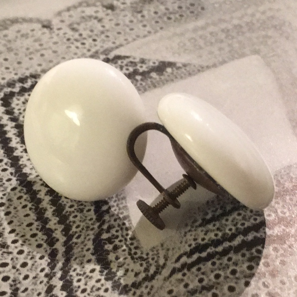 Vintage Milk Glass Earrings